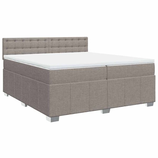 vidaXL Boxspringbett mit Matratze Taupe 200x200 cm Stoff