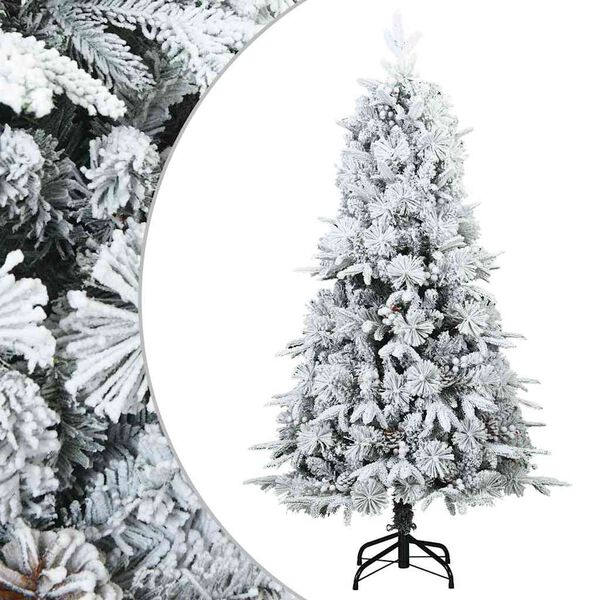 vidaXL K&uuml;nstlicher Scharnier-Weihnachtsbaum schneebedeckt Wei&szlig; 150 cm