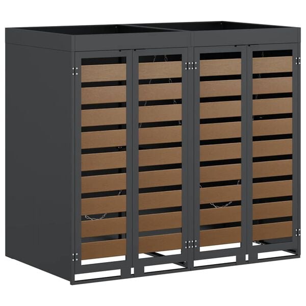 vidaXL Wagenmüllbehälter für 2 Behälter Anthrazit