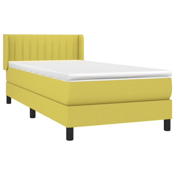 vidaXL Boxspringbett mit Matratze Gr&uuml;n 90x190 cm Stoff