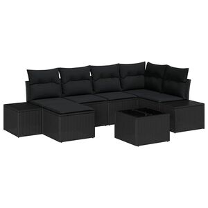 vidaXL Garten-Sofa-Set mit Kissen 6 pcs Schwarz Poly-Rattan