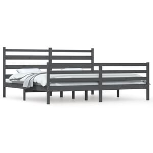 vidaXL Massivholzbett Kiefer 200x200 cm Grau