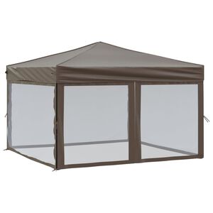 vidaXL Partyzelt Faltbar mit Seitenw&auml;nden Taupe 3x3 m