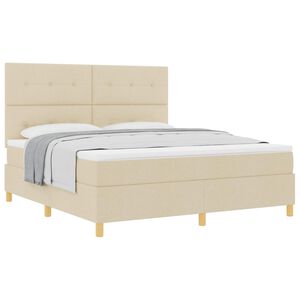 vidaXL Boxspringbett mit Matratze Creme 180 x 200 cm Stoff