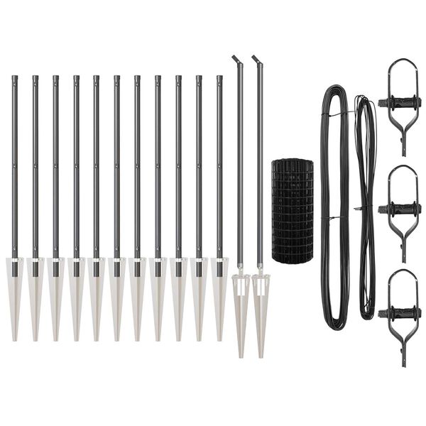 vidaXL Zaun mit Pfosten Grau 0,6 x 25 m Stahl und PVC