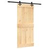 vidaXL Schiebet&uuml;r Nat&uuml;rlich und Schwarz 90 x 210 cm Massivkiefer