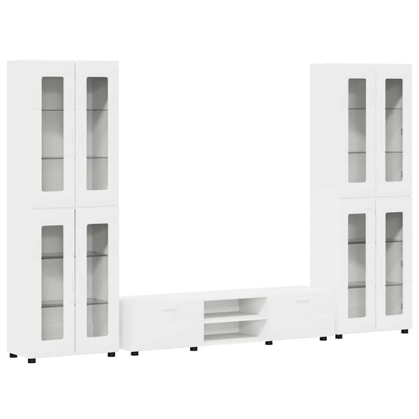 vidaXL TV-Schrankset mit Schubladen mit Regal Wei&szlig; Holzwerkstoff