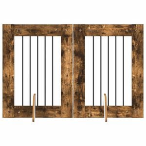 vidaXL Hundetor mit St&auml;ndern 2 pcs Ger&auml;ucherte Eiche 60 x 80 cm