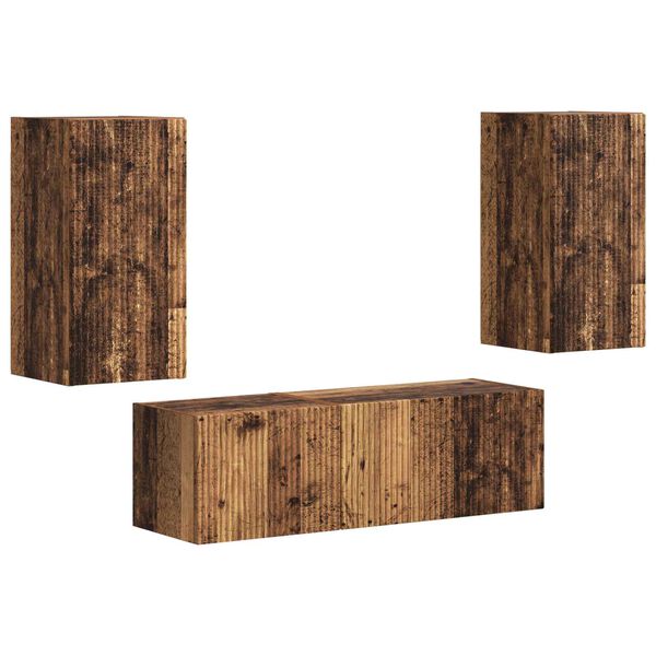 vidaXL TV-Wandregal-Set Wandmontiert 4 pcs Altholz Holzwerkstoff