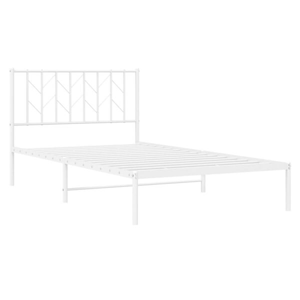 vidaXL Bettgestell mit Kopfteil Metall Wei&szlig; 107x203 cm