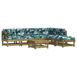 vidaXL 7-tlg. Garten-Lounge-Set mit Kissen Impr&auml;gniertes Kiefernholz