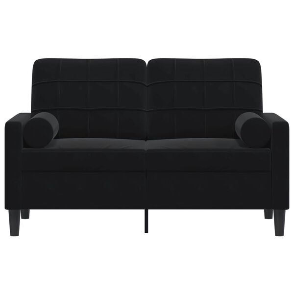 vidaXL 2-Sitzer-Sofa mit Zierkissen Schwarz 120 cm Samt