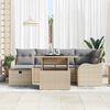 vidaXL Garten-Sofa-Set mit Kissen mit Speicher 7 pcs Beige Poly Rattan