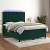 vidaXL Boxspringbett mit Matratze & LED Dunkelgr&uuml;n 140x190 cm Samt