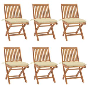 vidaXL Klappst&uuml;hle mit Kissen, 6-teilig, Massivholz Teakholz