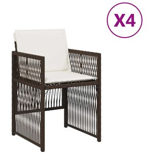 vidaXL Gartenst&uuml;hle mit Kissen 4 Stk. Braun Poly Rattan
