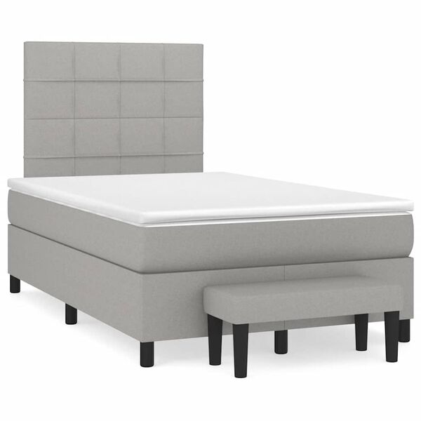 vidaXL Boxspringbett mit Matratze Hellgrau 120x190 cm Stoff