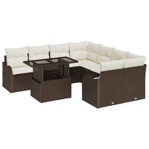 vidaXL Gartensofa-set mit Kissen mit Kissen 9 pcs Braun Polyrattan