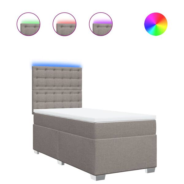 vidaXL Boxspringbett mit Matratze Taupe 100x200 cm Stoff