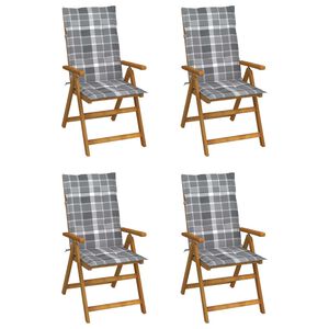 vidaXL 4er-Set verstellbare Klappst&uuml;hle mit Kissen aus massivem Akazienholz