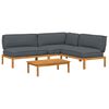 vidaXL Sofa Set mit Kissen Uni 4 pcs Anthrazit Massivholz Akazie