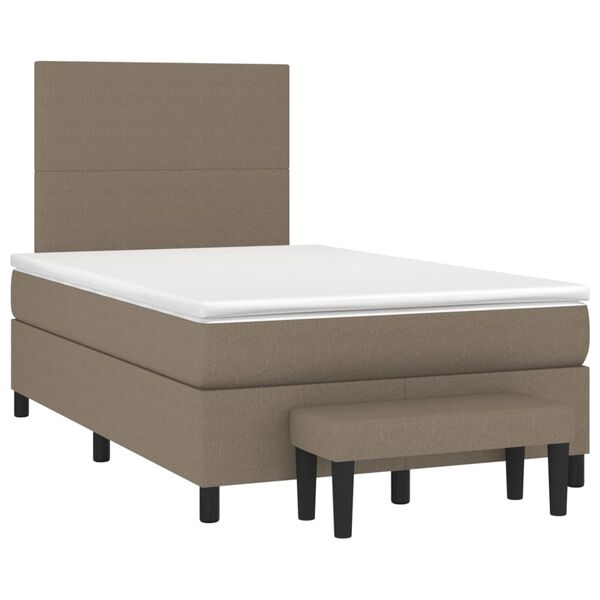 vidaXL Boxspringbett mit Matratze Taupe 120x190 cm Stoff