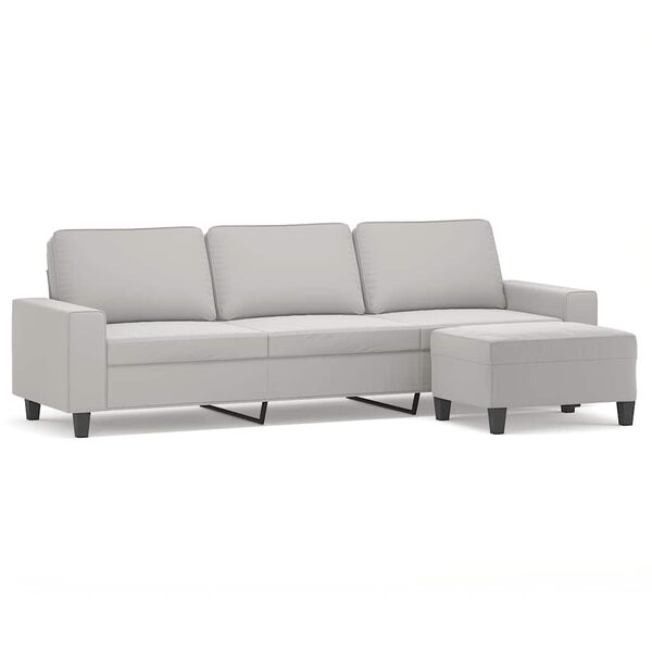 vidaXL 3-Sitzer-Sofa mit Hocker Hellgrau 210 cm Mikrofasergewebe