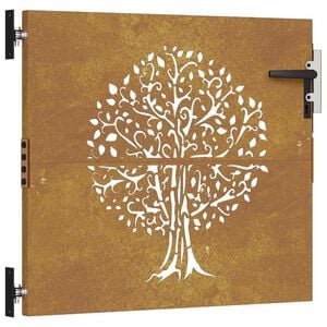 vidaXL Gartentor 85x75 cm Cortenstahl Baum-Design