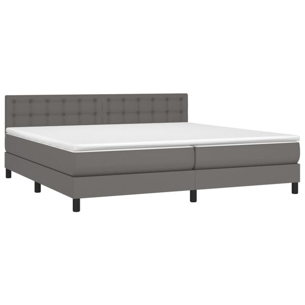 vidaXL Boxspringbett mit Matratze Grau 200x200 cm Kunstleder