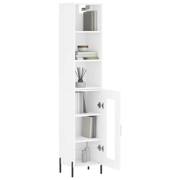 vidaXL Highboard Hochglanz-Wei&szlig; 34,5x34x180 cm Holzwerkstoff