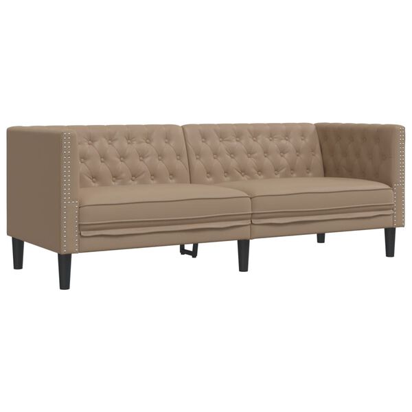 vidaXL 2-tlg. Chesterfield-Sofa-Set Cappuccino Kunstleder