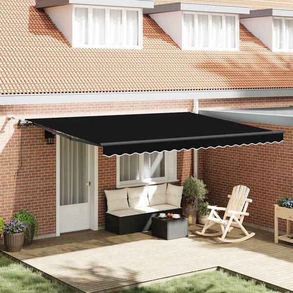 vidaXL Markisenstoff mit Schwarz 450 x 350 cm Polyester