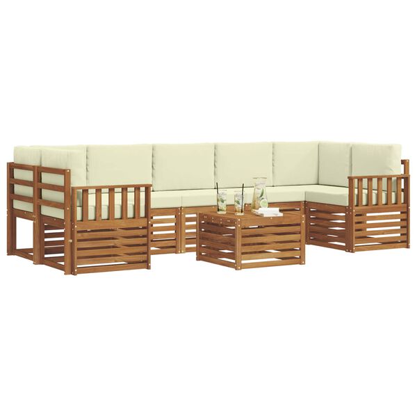 vidaXL Sofagarnituren 8 pcs Natur und Creme Massivholz Akazie