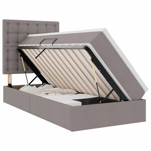 vidaXL Bett mit Stauraum und LED mit LED Taupe 90 x 200 cm Polyester