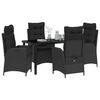 vidaXL Garten Essgruppe mit Kissen 5 pcs Schwarz Poly-Rattan