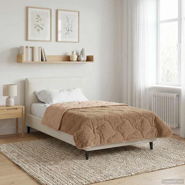 vidaXL Winterbettdecke Taupe 135 x 200 cm Mikrofaser und Teddy-Fleece