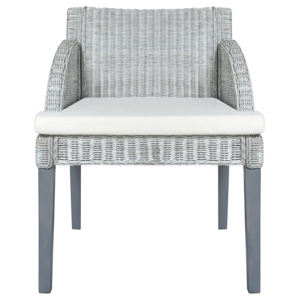 vidaXL Esszimmerstuhl mit Kissen Grau Natur Rattan