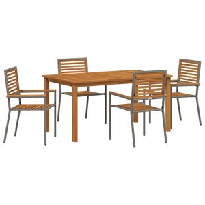 vidaXL Garten Essgruppe 5 pcs Grau Poly Rattan