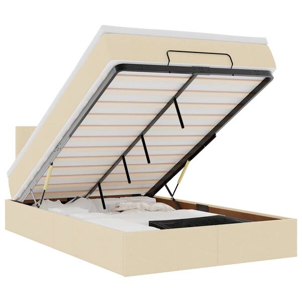 vidaXL Ottoman-Bett mit Matratze Creme 120x190 cm Stoff
