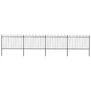 vidaXL Gartenzaun mit Rundbogen Stahl 671 x 120 cm Schwarz