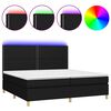 vidaXL Boxspringbett mit Matratze & LED Schwarz 200x200 cm Stoff