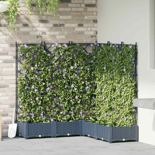 vidaXL Garten-Pflanzgef&auml;&szlig; 5 pcs Grau 120 x 120 x 125,5 cm Kunststoff