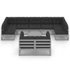 vidaXL 10-tlg. Garten-Lounge-Set mit Kissen Grau Massivholz Kiefer