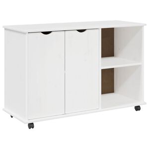 vidaXL Rollschrank Mit Rad Wei&szlig; 100 x 39 x 65,5 cm Massivholz Kiefer