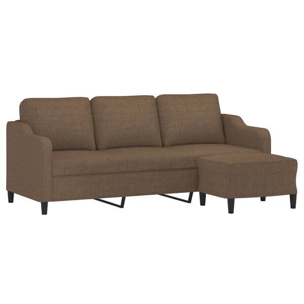 vidaXL 3-Sitzer-Sofa mit Hocker Braun 180 cm Stoff