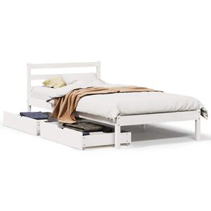 vidaXL Massivholzbett ohne Matratze Wei&szlig; 90x190 cm Kiefernholz