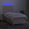 vidaXL Boxspringbett mit Matratze & LED Creme 90x190 cm Stoff