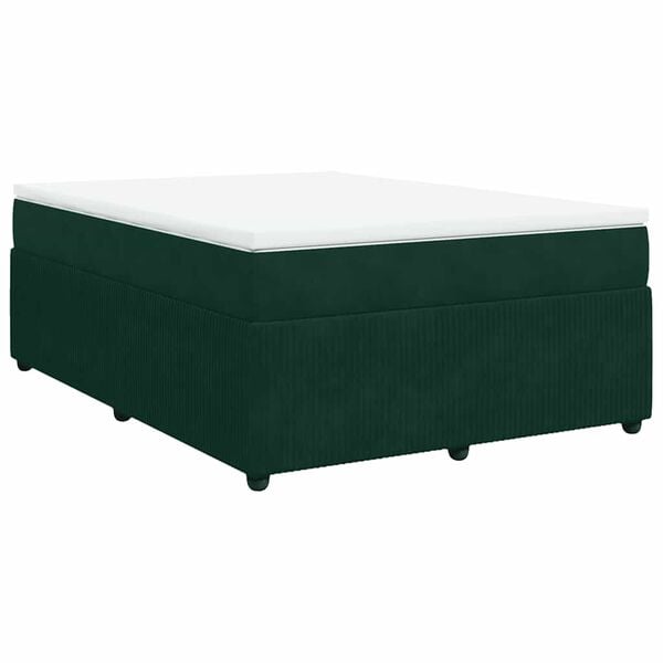 vidaXL Boxspringbett mit Matratze Dunkelgr&uuml;n 140x200 cm Samt
