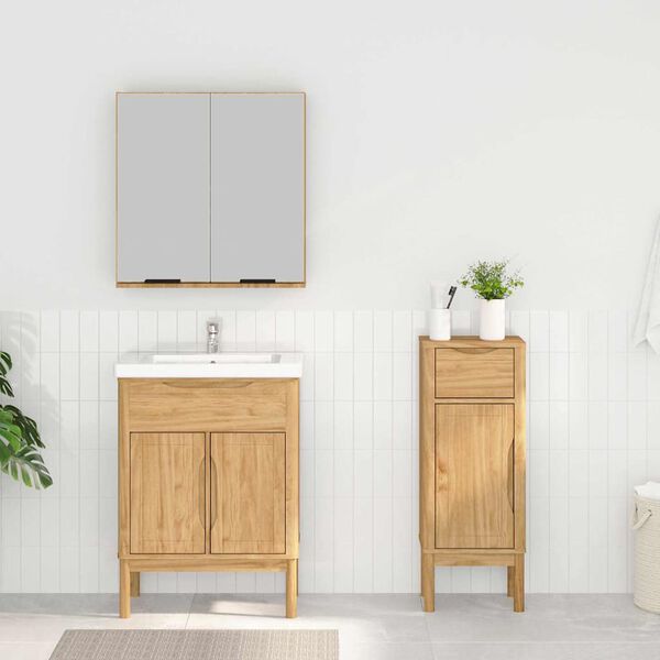 vidaXL Badezimmerm&ouml;bel-Set FLORO 2 pcs Wachsbraun Massivholz Kiefer