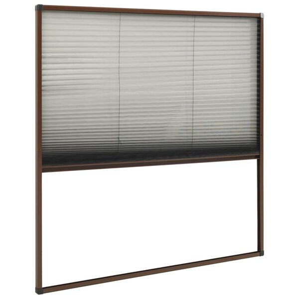 vidaXL Insektenschutz-Plissee f&uuml;r Fenster Aluminium Braun 120x120 cm